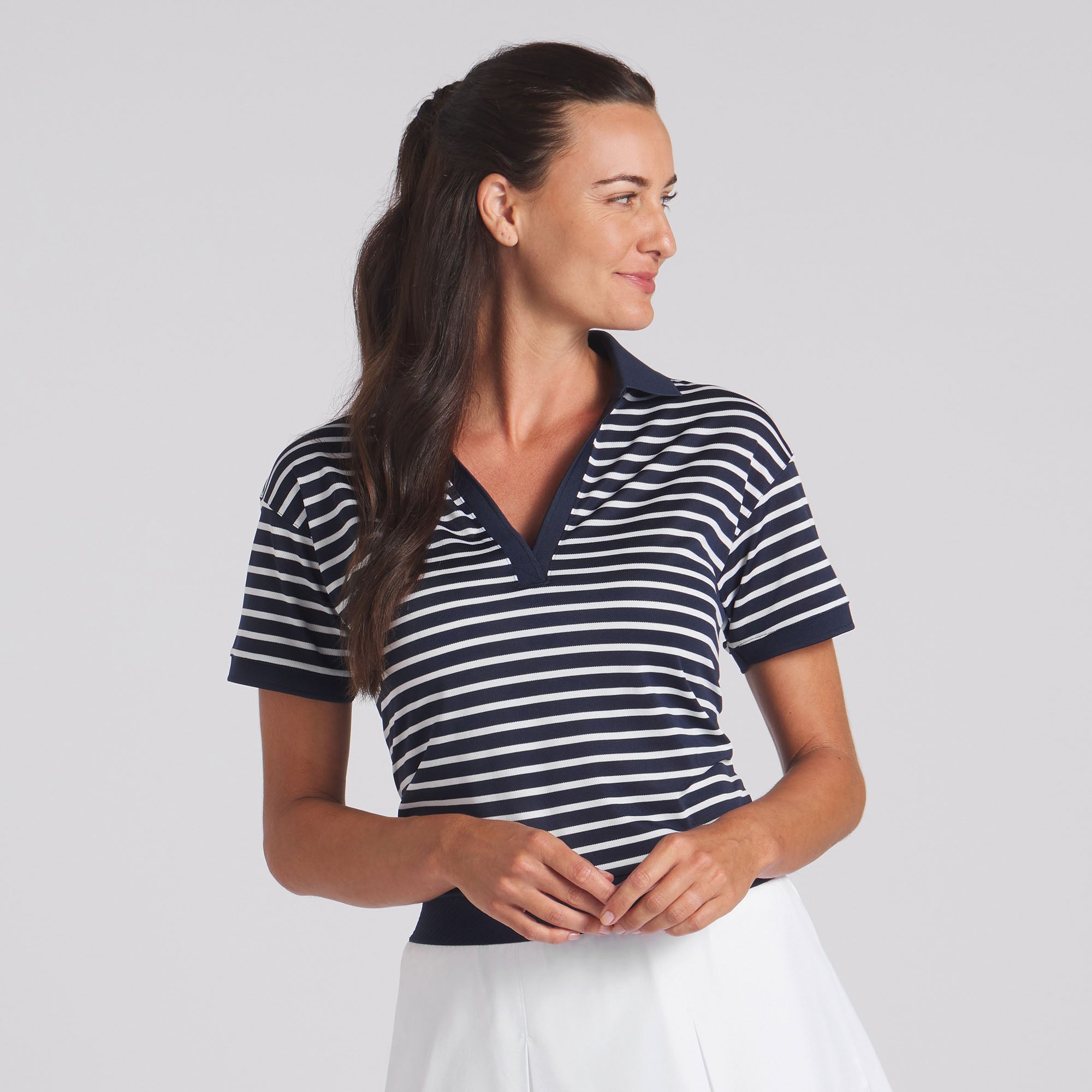Women's Everyday Stripe Pique Golf Polo