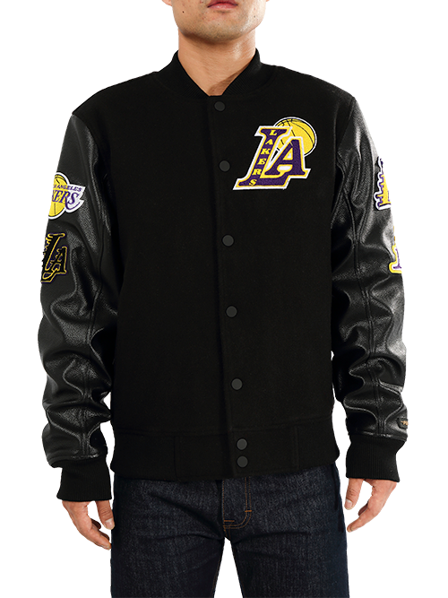 Los Angeles Lakers Logo Wool Leather Varsity Jacket
