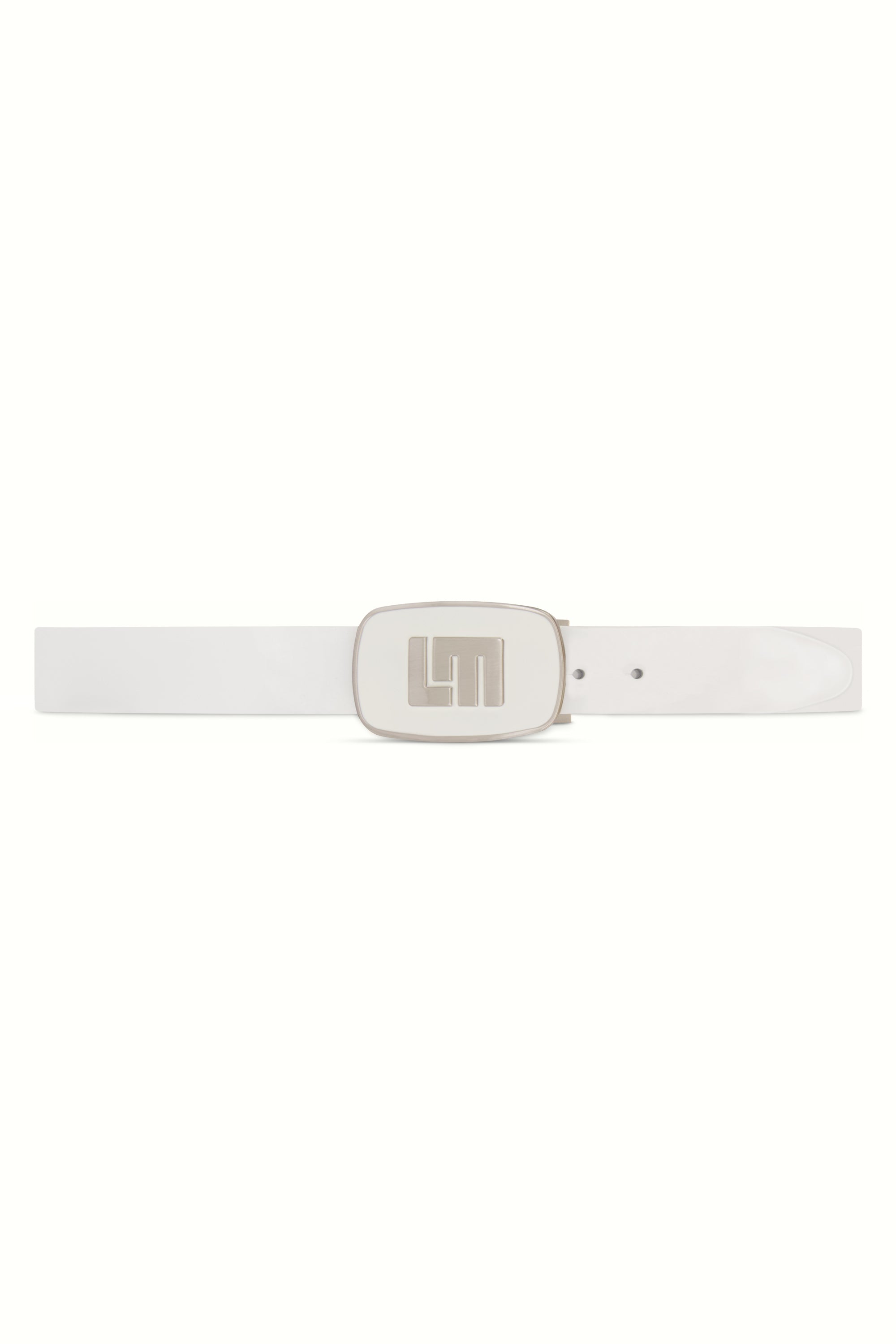Polished White Patent Leather Belt