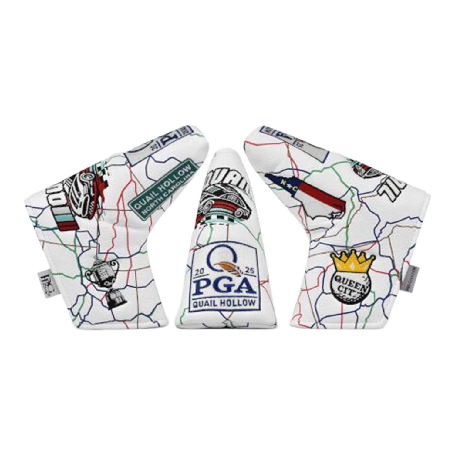 PRG Golf 2025 PGA Championship All Over NC Map Blade Cover in White and Multi