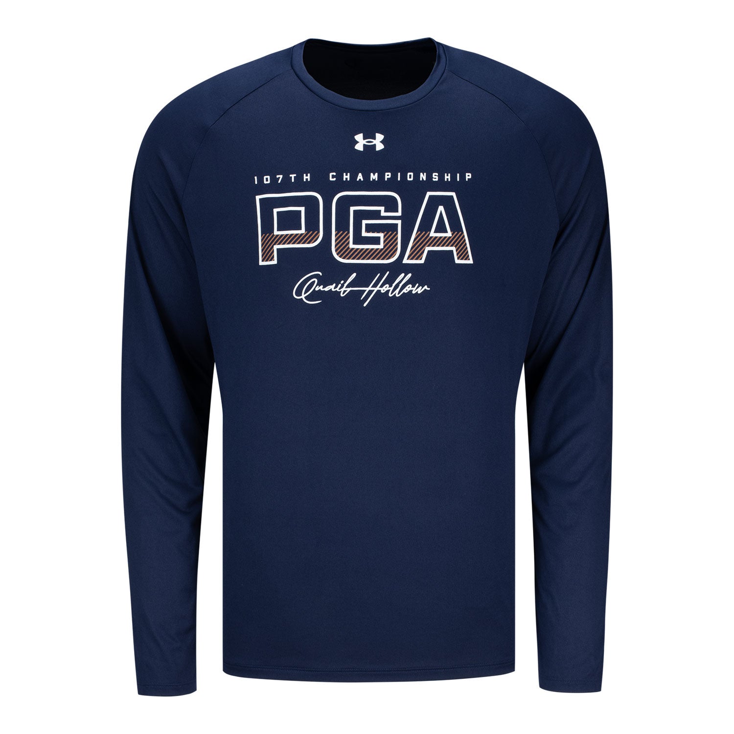 Under Armour 2025 PGA Championship 107th Text Long Sleeve Shirt in Midnight Navy 1 Under Armour 2025 PGA Championship 107th Text Long Sleeve Shirt in Midnight Navy