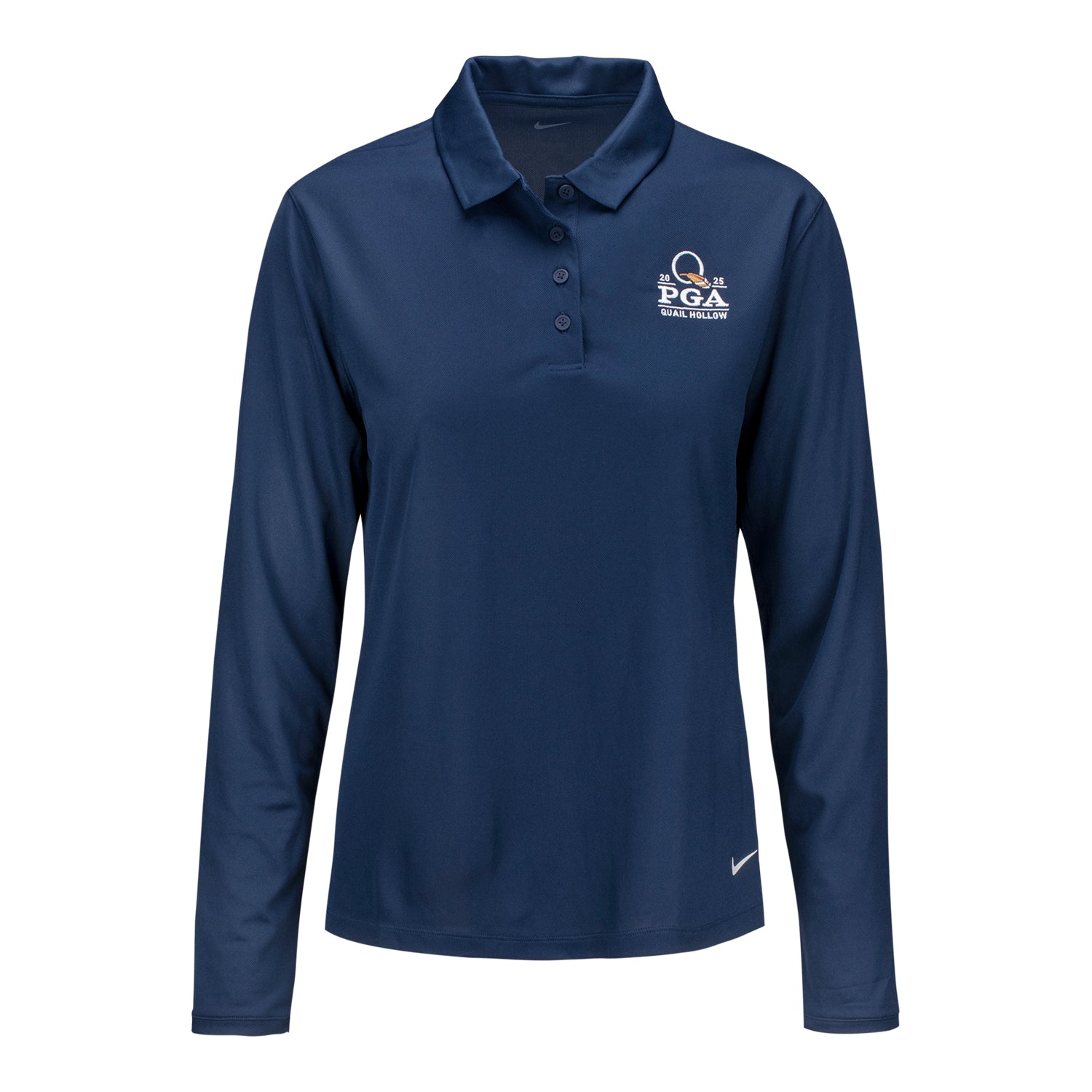 Nike 2025 PGA Championship Women's Victory Long Sleeve Solid Polo in Navy 1 Nike 2025 PGA Championship Women's Victory Long Sleeve Solid Polo in Navy