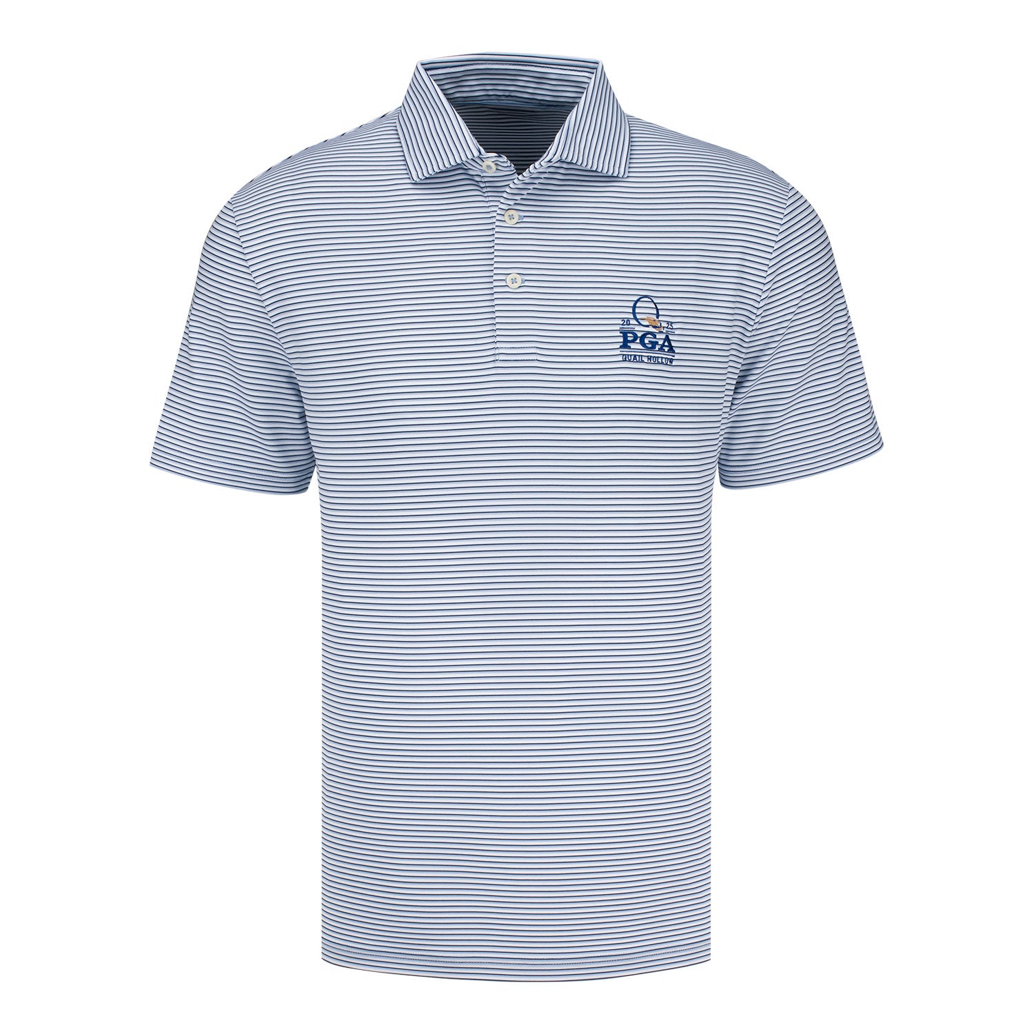 Ralph Lauren 2025 PGA Championship Lightweight Airflow Polo in White and Blue Stripe