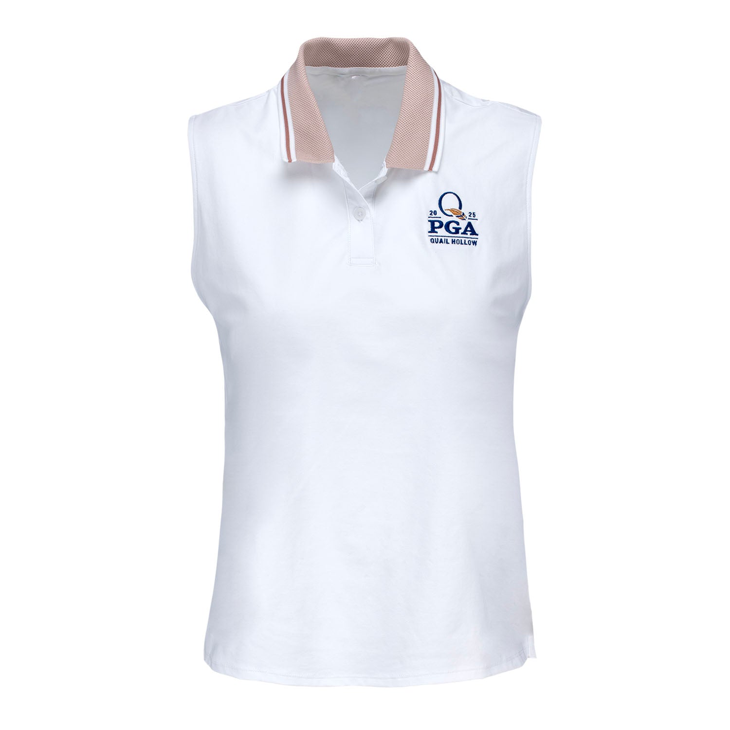 Adidas 2025 PGA Championship Ladies Beyond Twist Knit Sleeveless Polo in White