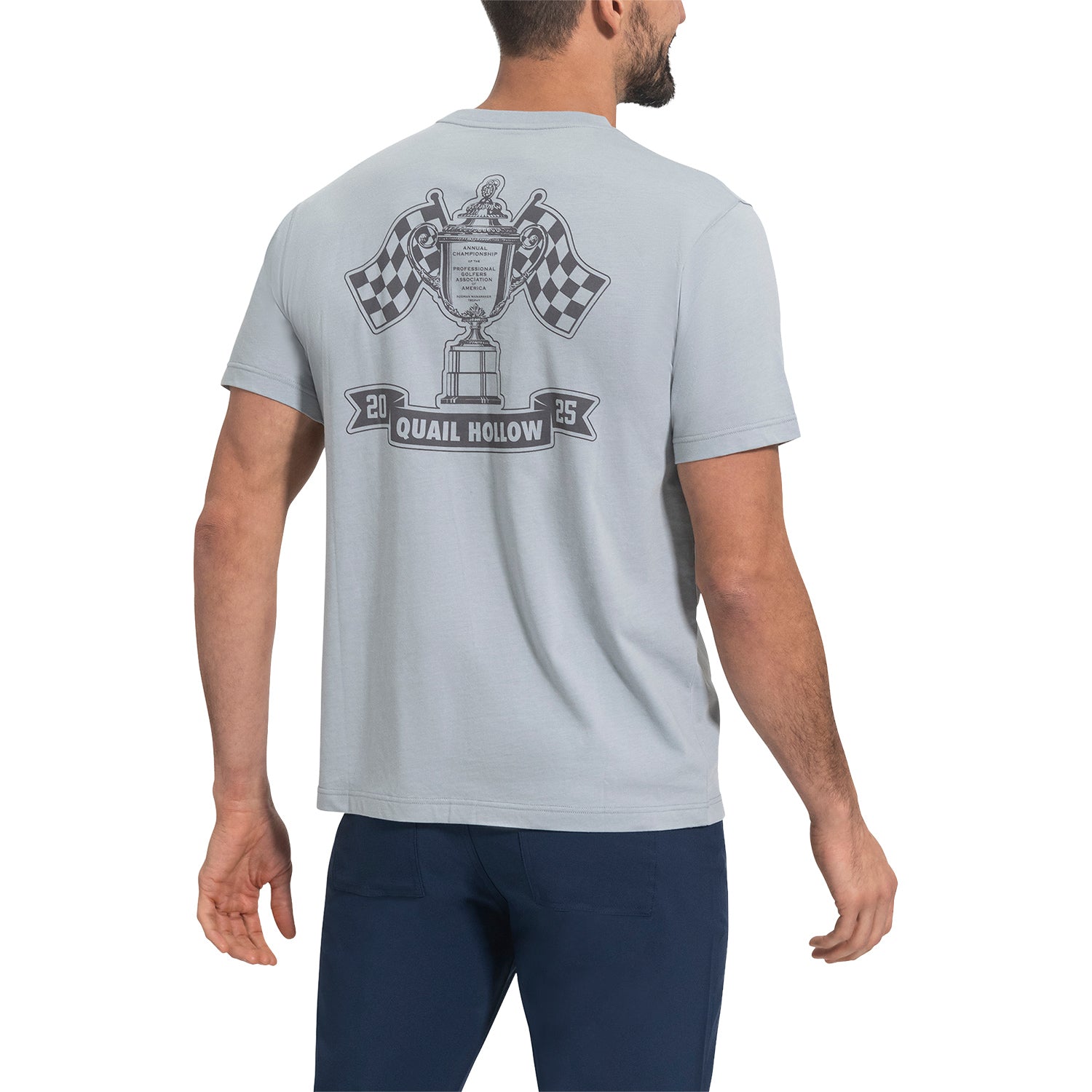 FootJoy 2025 PGA Championship Checkered Flag T-Shirt in Grey 3 FootJoy 2025 PGA Championship Checkered Flag T-Shirt in Grey