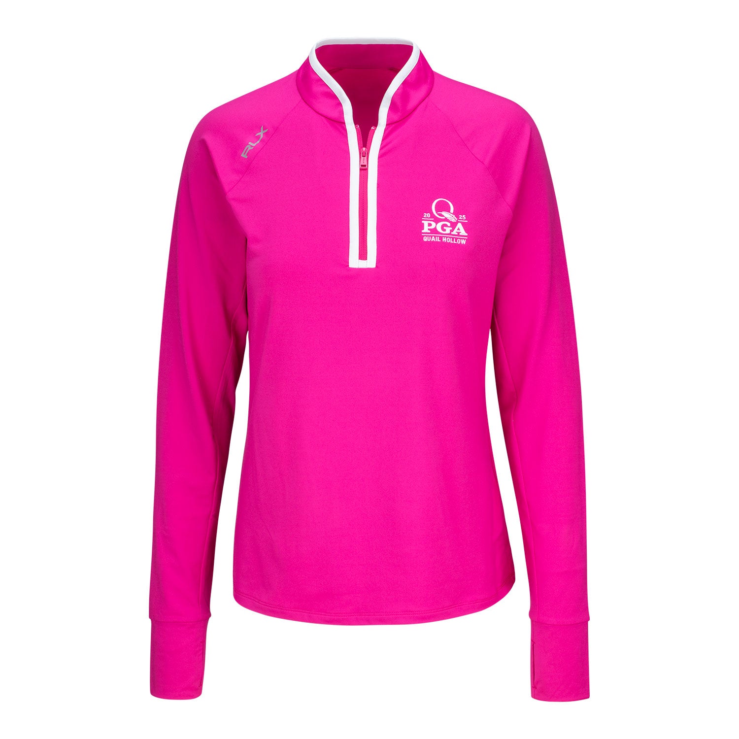Ralph Lauren 2025 PGA Championship Women's Peached Jersey Quarter Zip in Bright Pink